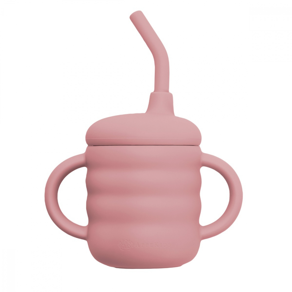 Cana Silicon cu Pai AppeKids Old Rose - imagine 6