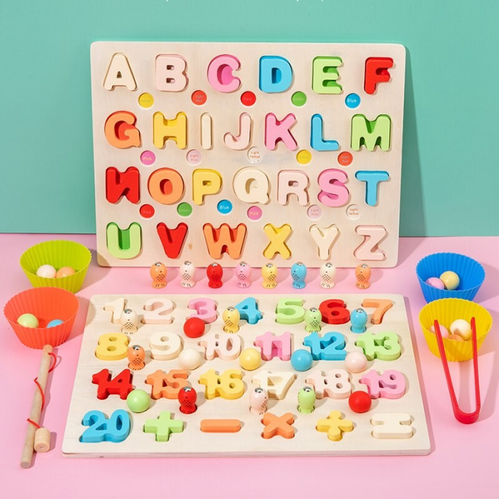 Joc Montessori 3-in-1 Krista: Pescuit și Litere