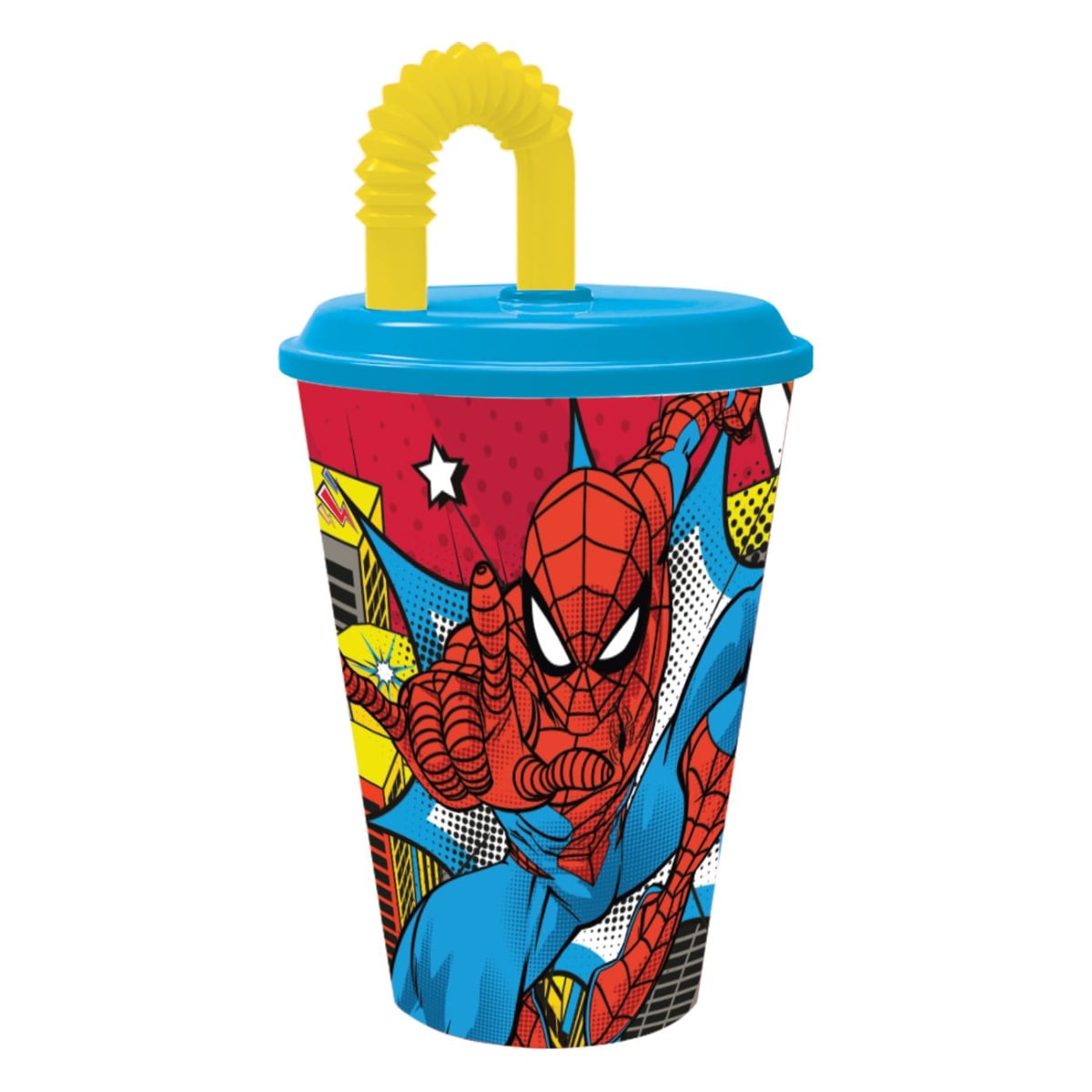 Pahar Spiderman Stor, 430 ml, cu Pai si Capac