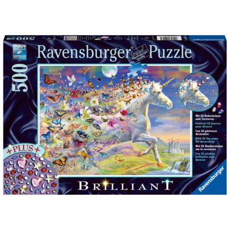 Puzzle Unicorini și Fluturi 500 piese Ravensburger