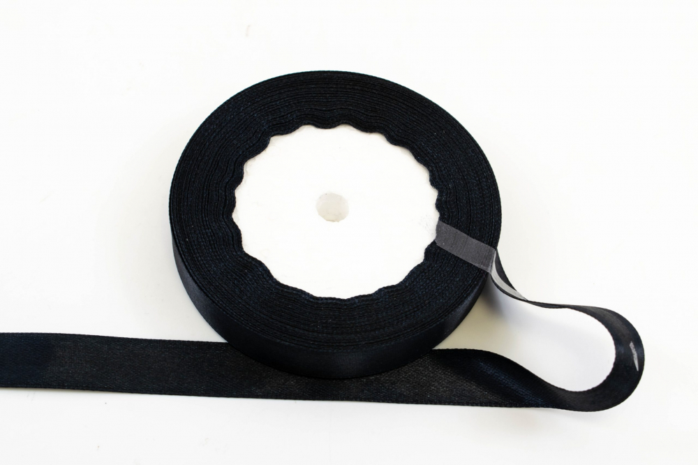 Panglică Satin Negru Amacs 22.5m Decorare