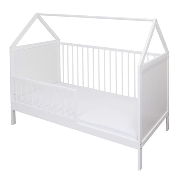 Patut Casuta Nichiduta Alb 120x60 cm, Siguranta si Stil - imagine 2