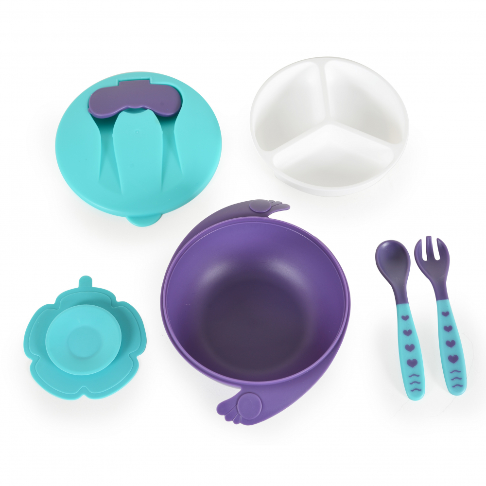 Set Cangaroo Jelly Blue: Bol cu lingurită și furculiță - imagine 4