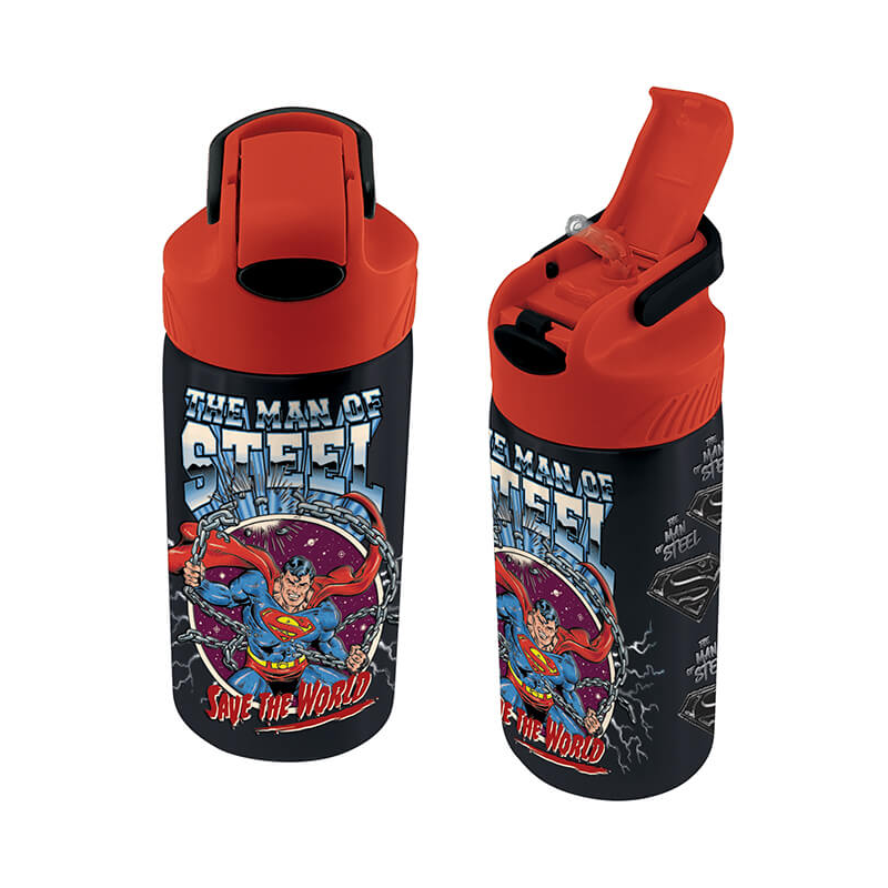 Sticla Apa 500 ml Superman cu Pai Jad Flamande