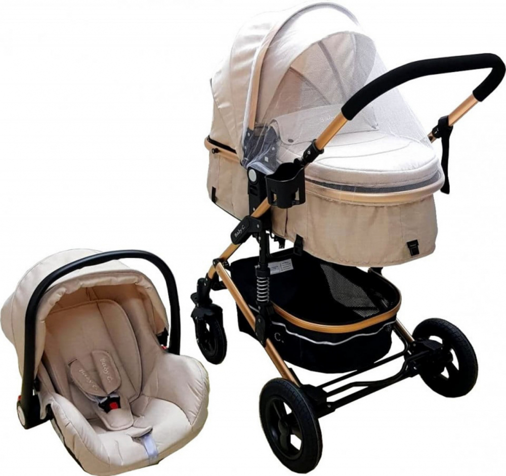 Baby Care PRO 531 Carucior 3in1 Aluminiu Crem
