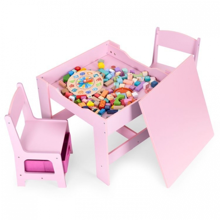 Set Masa Scaune Ecotoys Roz Copii - imagine 7