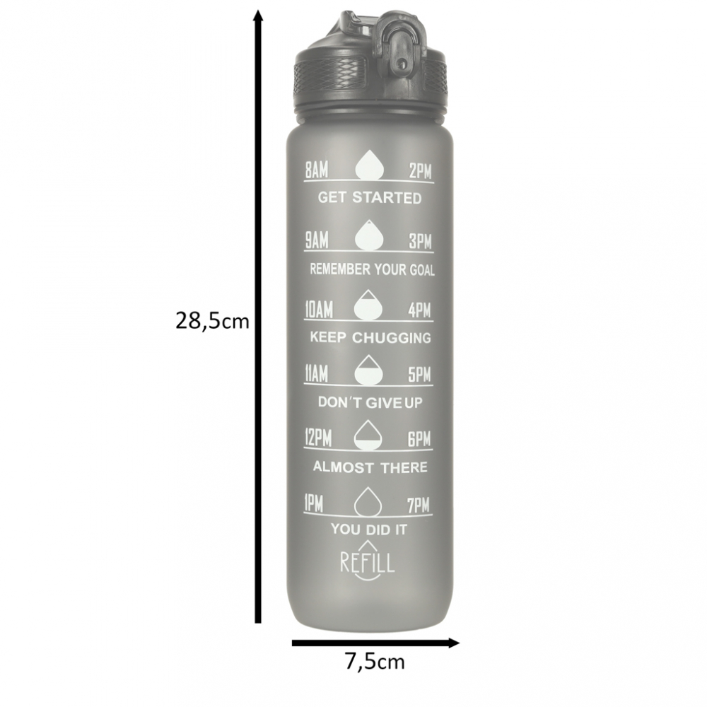 Sticlă Apă Sport Ikonka 1L, Gradată, Black - imagine 9