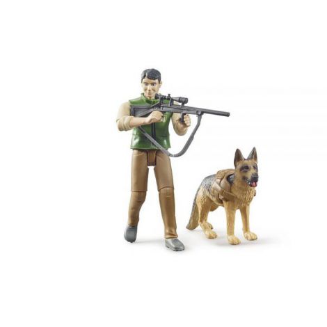 Bruder Figurina Pădurar cu Câine și Echipament