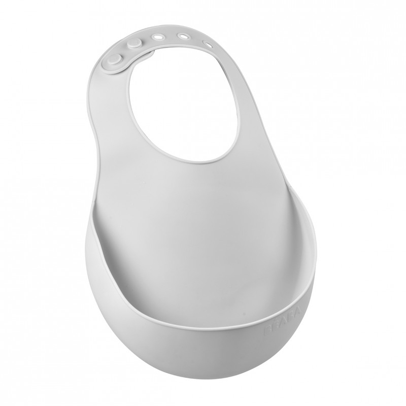 Baveta Silicon Beaba Light Grey cu Buzunar