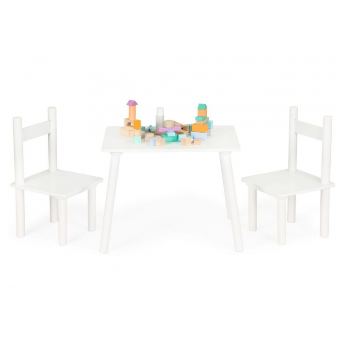 Set Masa + 2 Scaune Ecotoys Alb - imagine 2