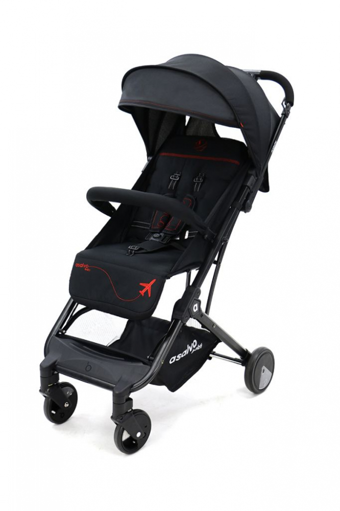 Carucior Asalvo Modul Troller, Negru-Rosu, Pliabil Compact - imagine 9