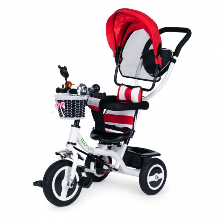 Tricicleta Ecotoys Rosu, Scaun Reversibil, 25kg - imagine 5