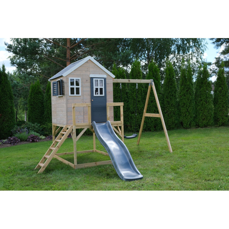 Casuta Gradina Grey Lodge Wendi cu Tobogan