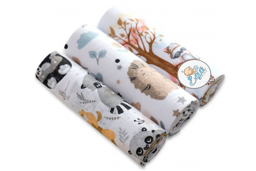 Set 3 Scutece Muselina Finet Egakids Forest Animals - imagine 2