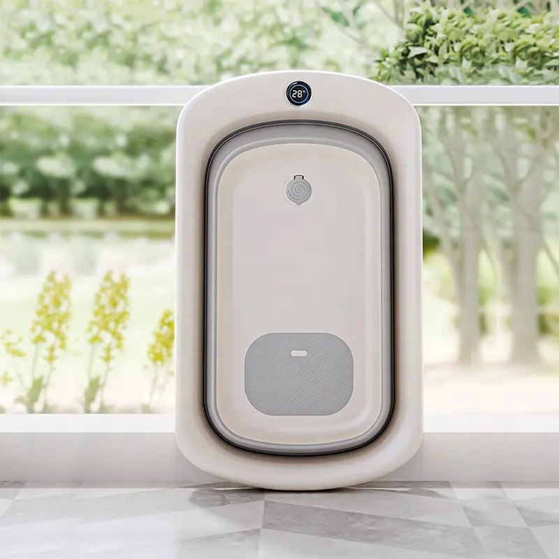Cadita Little Mom Grey Pliabilă cu Termometru - imagine 5