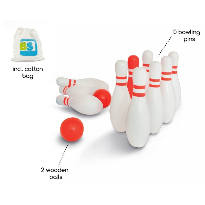 Set Bowling Lemn BS Toys | Joc Exterior Educativ - imagine 2