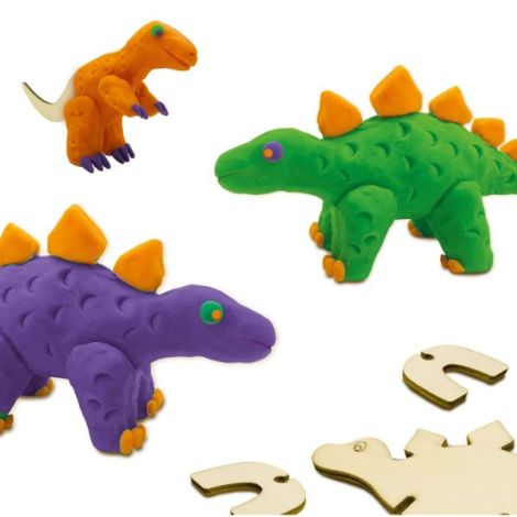 Set Creativ Dinozauri Ses - Lemn si Plastilina - imagine 3