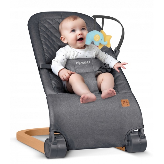 Nukido Baby Bouncer 2in1 Pliabil, Antracit - imagine 7