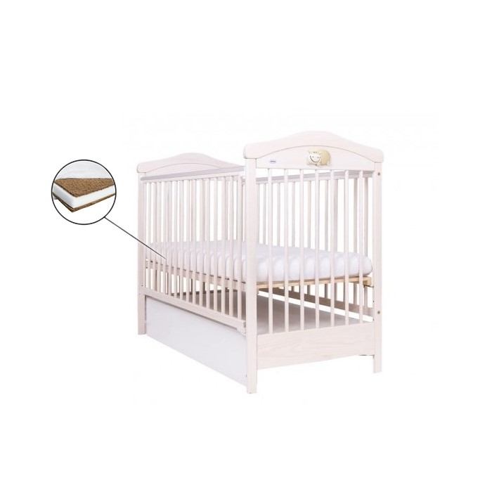 Patut Drewex Hippo Alb cu Sertar si Saltea Cocos - imagine 2