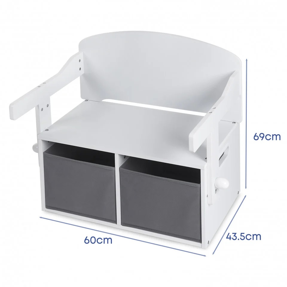Birou Suporto 3-in-1 MDF Alb-Gri pentru Copii (3-6 ani) - imagine 3