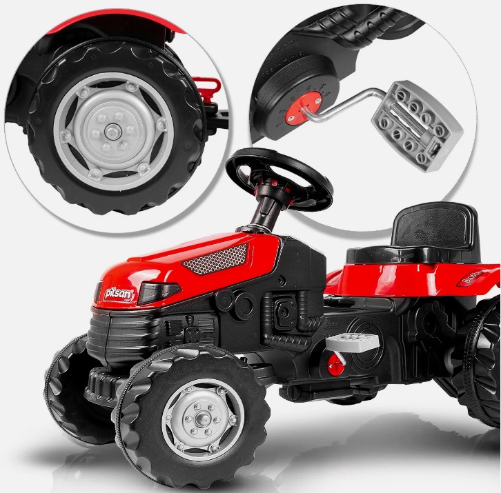 Tractor Pilsan cu Remorca Rosu, Pedale - imagine 4