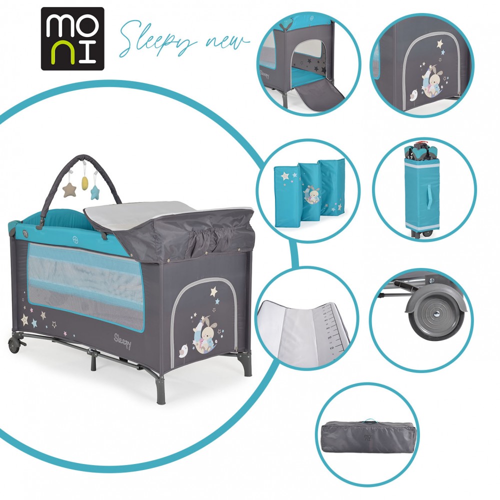 Patut Pliabil Moni Sleepy 2in1 Turcoaz - 540 lei - imagine 10