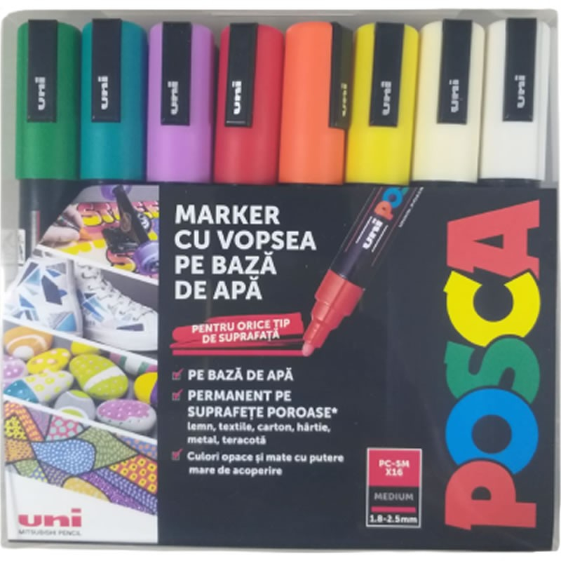 Set 16 Markere Posca PC-5M Vârf Mediu | Profesionale