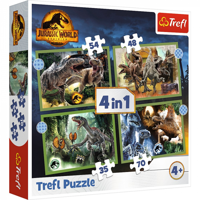 Puzzle Trefl Jurassic World 4in1 - Set Educativ Dinozauri