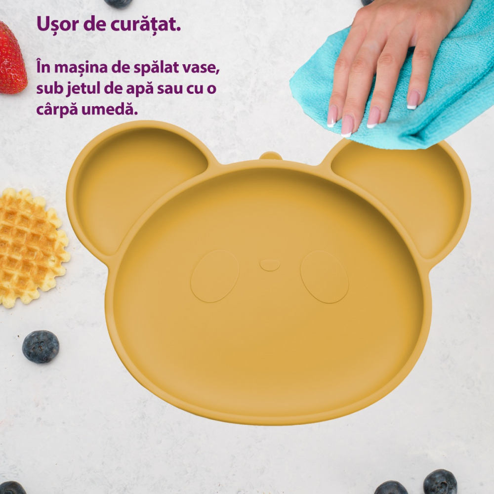 Farfurie silicon Panda Honey cu ventuza | AppeKids - imagine 2