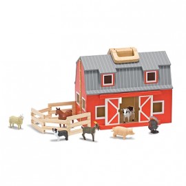 Grajd din lemn pliabil Melissa & Doug cu 7 animale