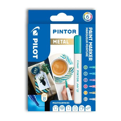 Set Markere Pilot Pintor Metal Mix, 6 Culori, Vârf EF