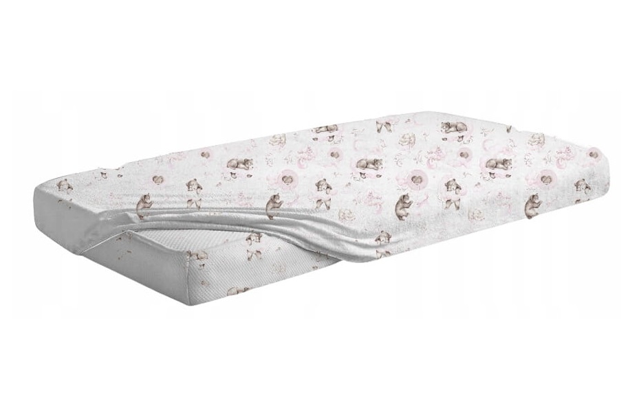 Cearceaf BabyMam Pink Bears, Bumbac 100% - imagine 3