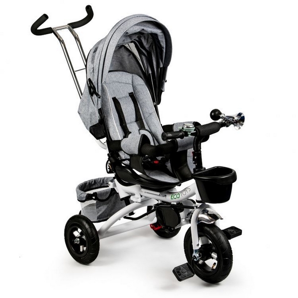 Tricicleta Ecotoys Gri cu Scaun Rotativ și Frână - imagine 8