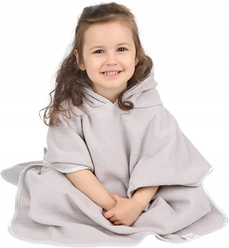 Poncho de Baie BabyMam Gri cu Glugă, 126x60cm - imagine 2