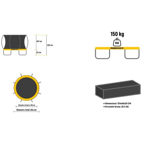 Trambulina Flex Super 240, Progressive, cu Plasa Protectie - imagine 5