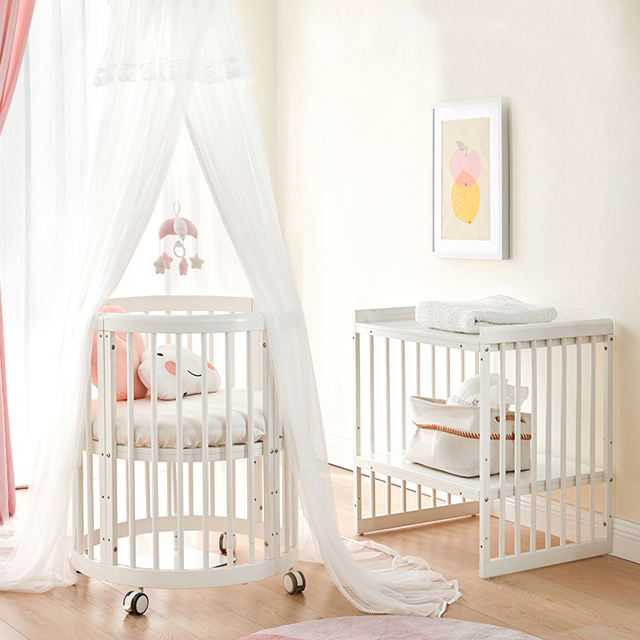 Patut 9 in 1 BebeSleep din lemn alb - Evolutiv - imagine 2