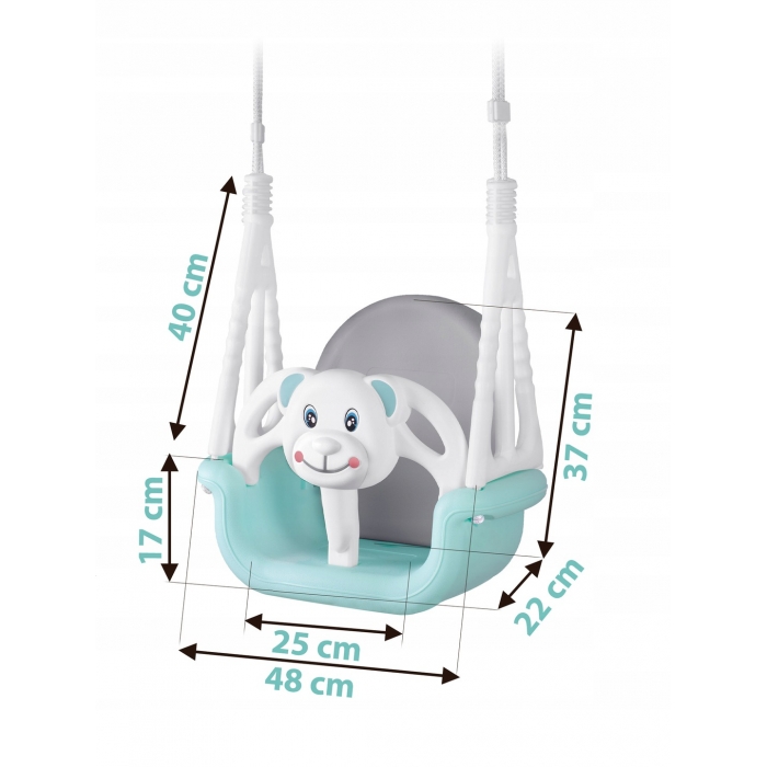 Leagan 3in1 Ricokids Ursulet, Turcoaz/Alb, Interior/Exterior - imagine 2