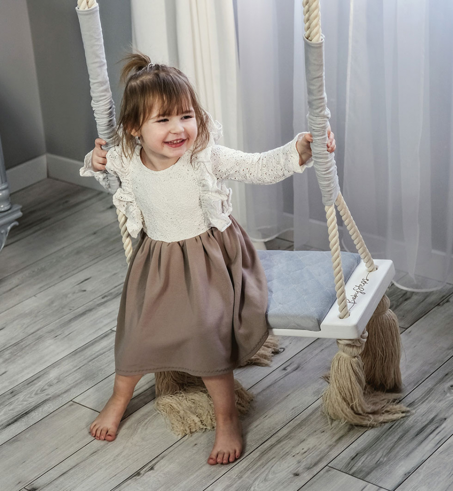 Leagan WoodSwing Velvet Bej BabySteps - imagine 3