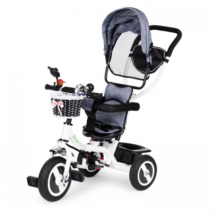 Tricicleta Ecotoys Gri cu Roti Gonflabile - imagine 6