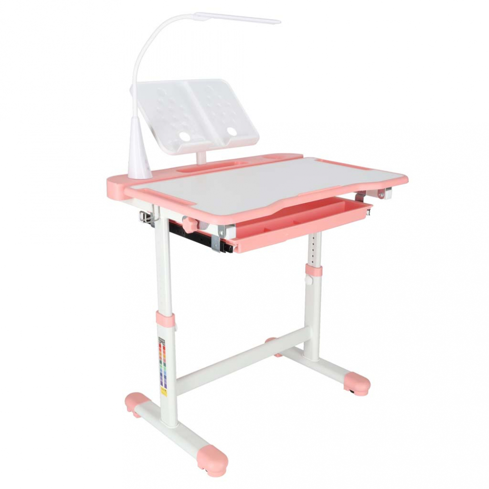 Birou Ikonka Pink Reglabil cu Lampa LED pentru Copii - imagine 6