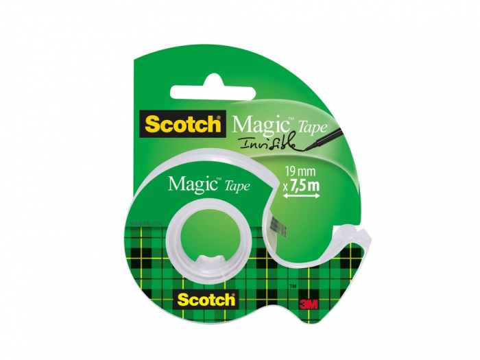 Banda Scotch Magic cu dispenser, 19mm x 7.5m, invizibilă