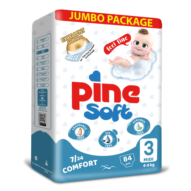 Scutece Pine Soft Midi 4-9kg 84buc - Tehnologie Air - imagine 2
