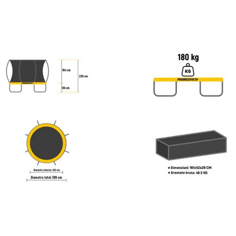 Trambulina Flex Epic 300 Progressive, 305 cm, Plasa Protectie - imagine 6