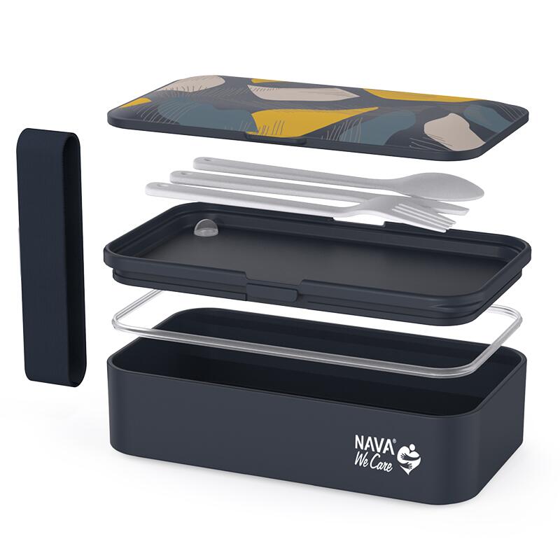 Lunchbox Nava We Care 650ml Gri cu Tacâmuri Integrate