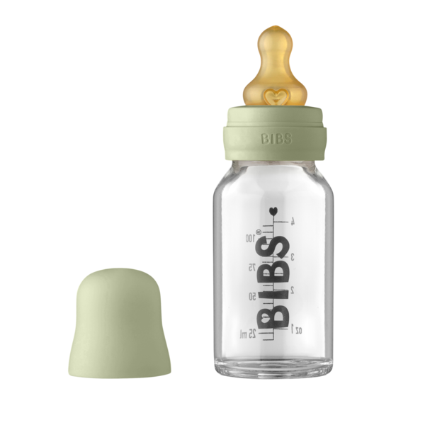 BIBS Set Biberon Sticlă Anticolici 110ml Sage - imagine 4