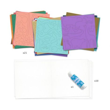 Joc Creativ Little Papers Djeco | Colaj Colorat - imagine 5