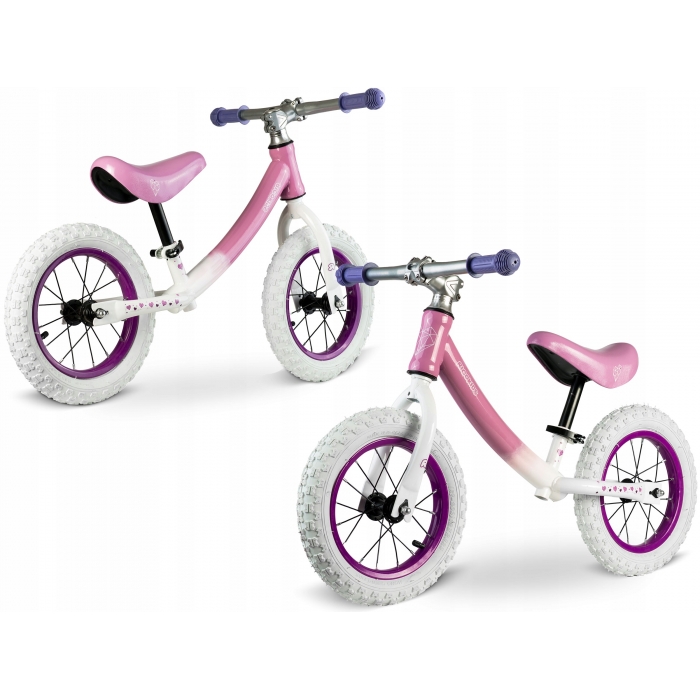 Bicicleta fara pedale Ricokids 12" Alb-Roz