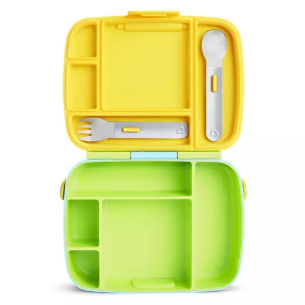 Cutie Bento Munchkin Green cu Ustensile Inox - imagine 5