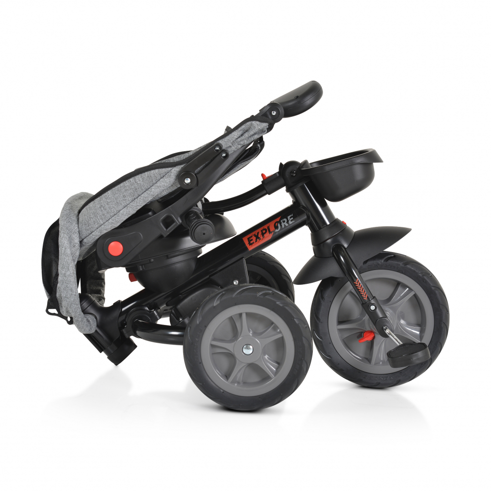 Tricicleta Byox Explore Grey, Pliabila cu Scaun Rotativ