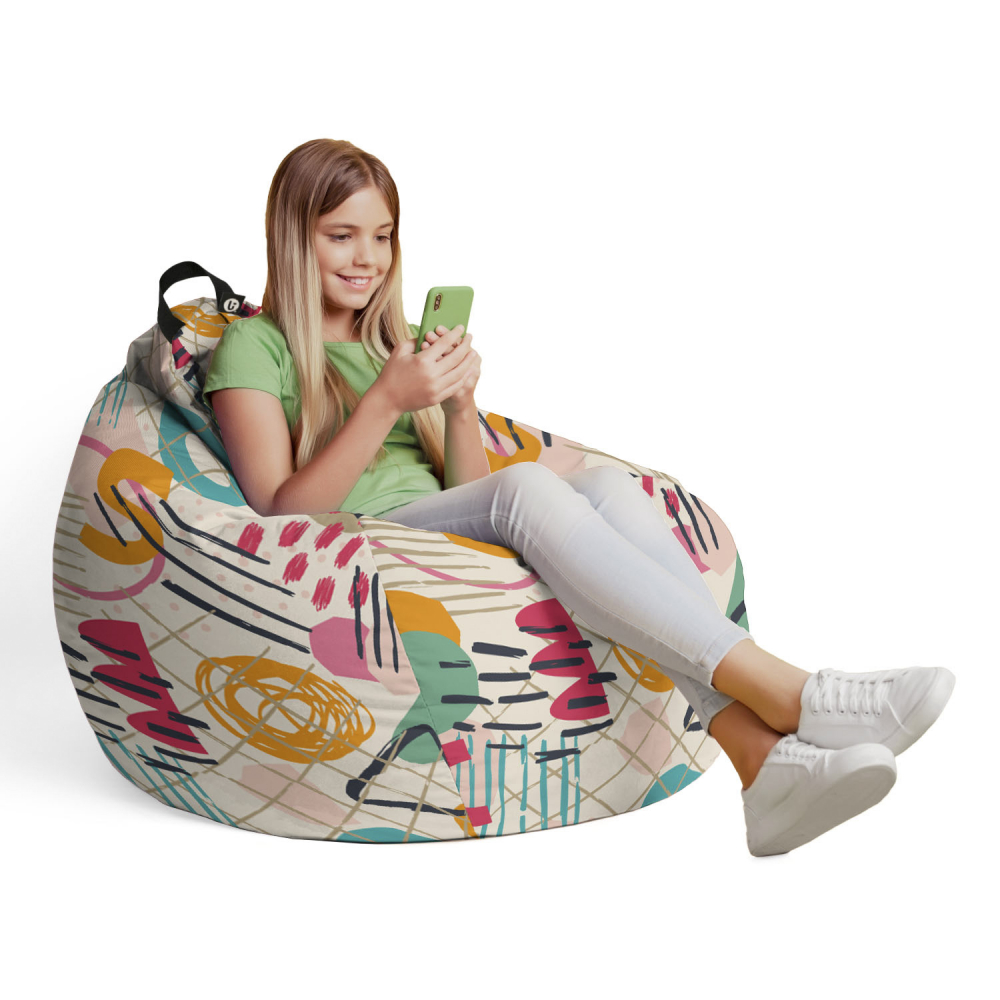Husă Puf Bean Bag Para L | Abstract Peony Updeco - imagine 4